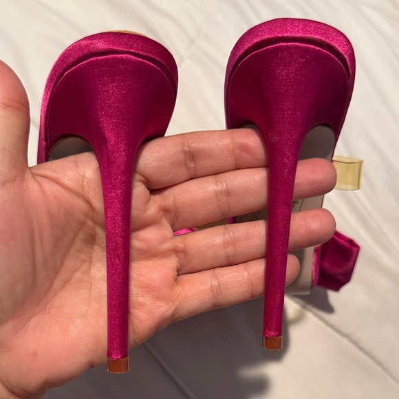 Azalea Wang 🎀 Fushia bright Pink Bow Backless Heels Sz.8 - Picture 9 of 16